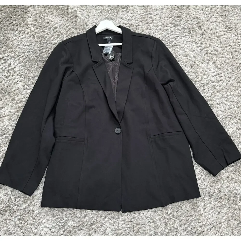 Torrid Womens Black Blazer Jacket Single Button Plus Size 6X Workwear Office NWT